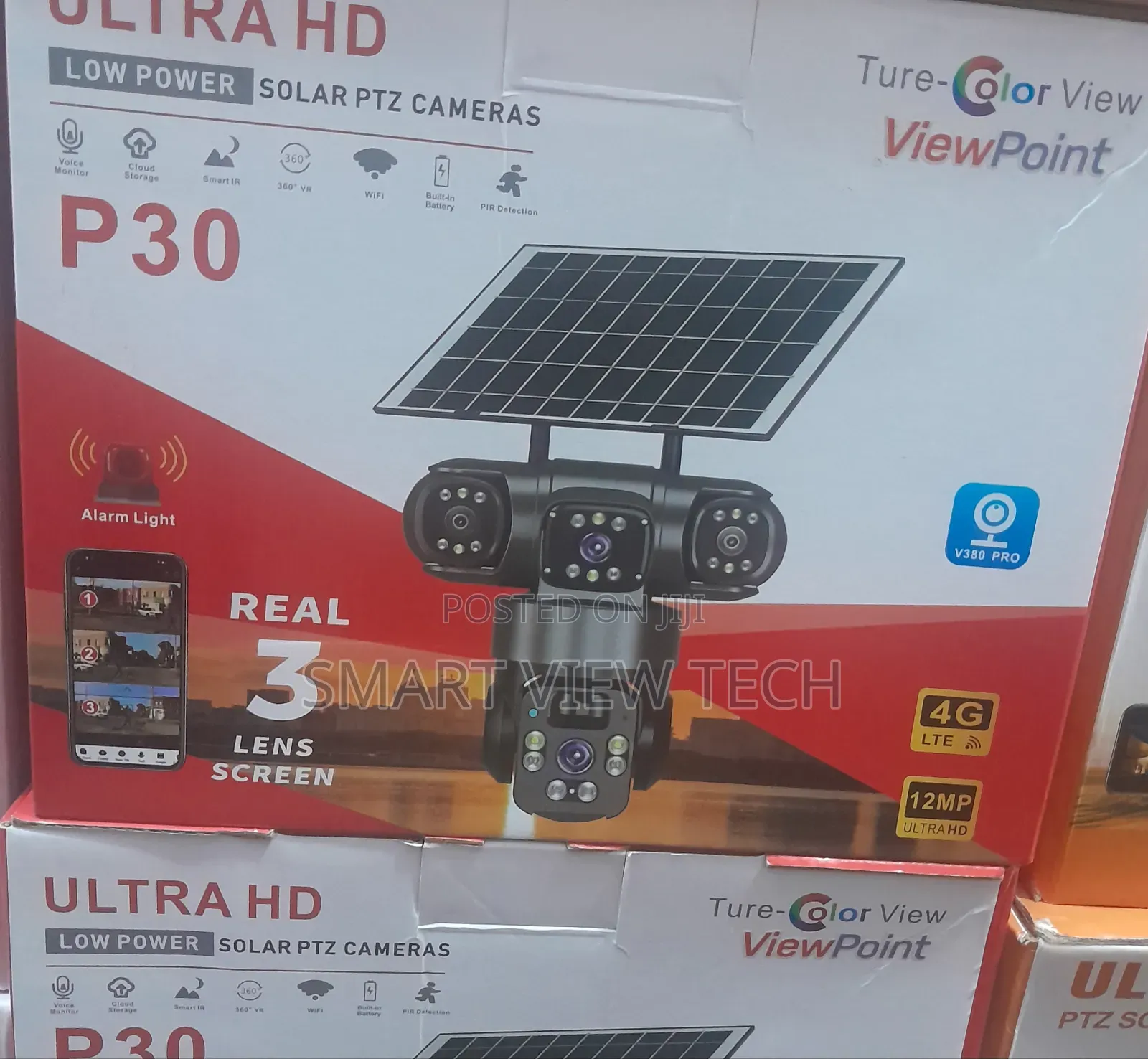 PTZ 3 Lens 4g Solar Powered CCTV Outdoor Camera Wireless With Night