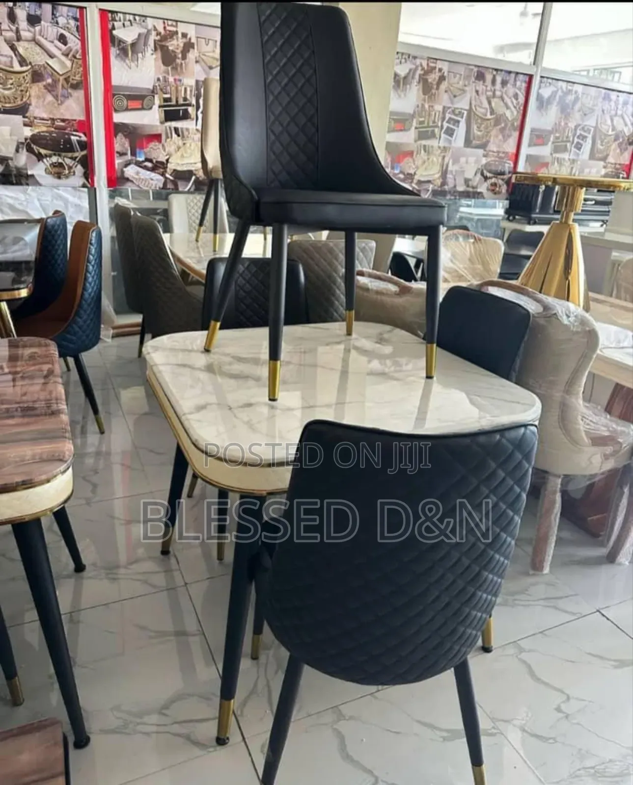 Complete Set Imported Foreign Marble Dining Table