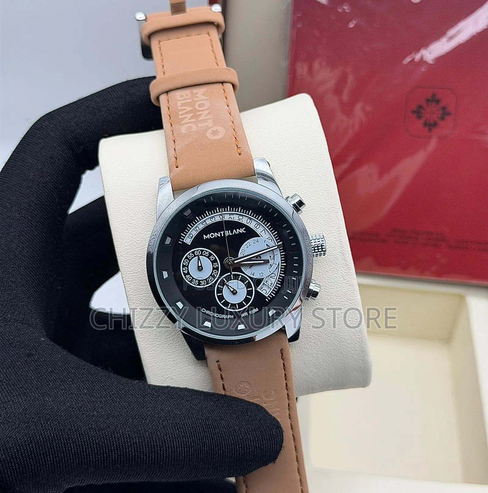 Mont Blanc Quality Men Genuine Leather Wristwatch