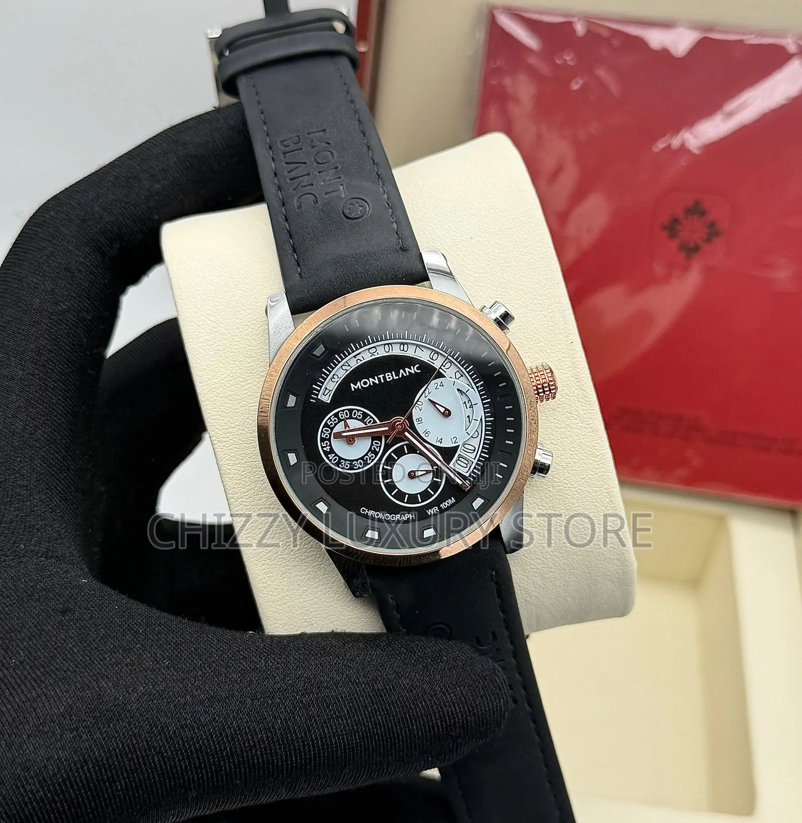 Mont Blanc Quality Men Genuine Leather Wristwatch