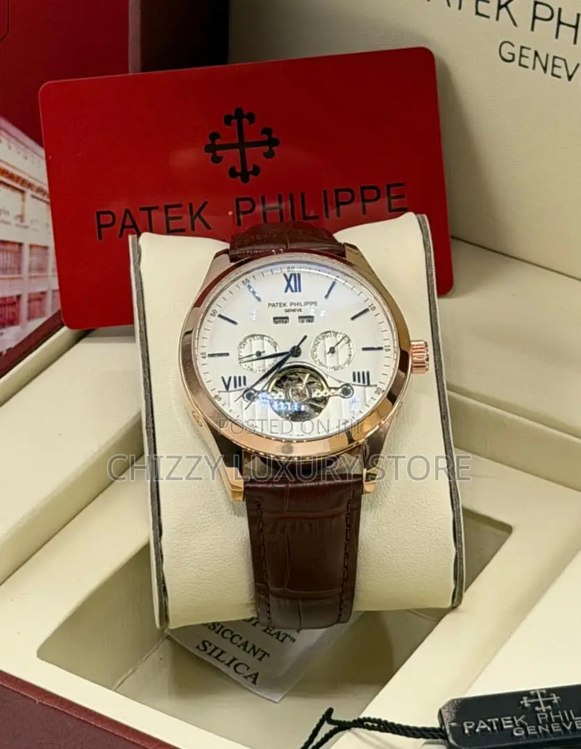 Patek Philippe Quality Men Genuine Leather Wristwatch