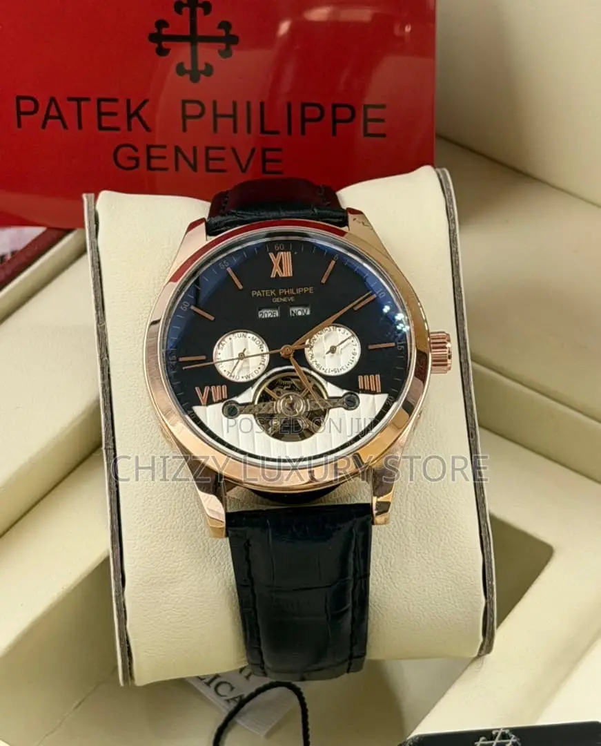 Patek Philippe Quality Men Genuine Leather Wristwatch