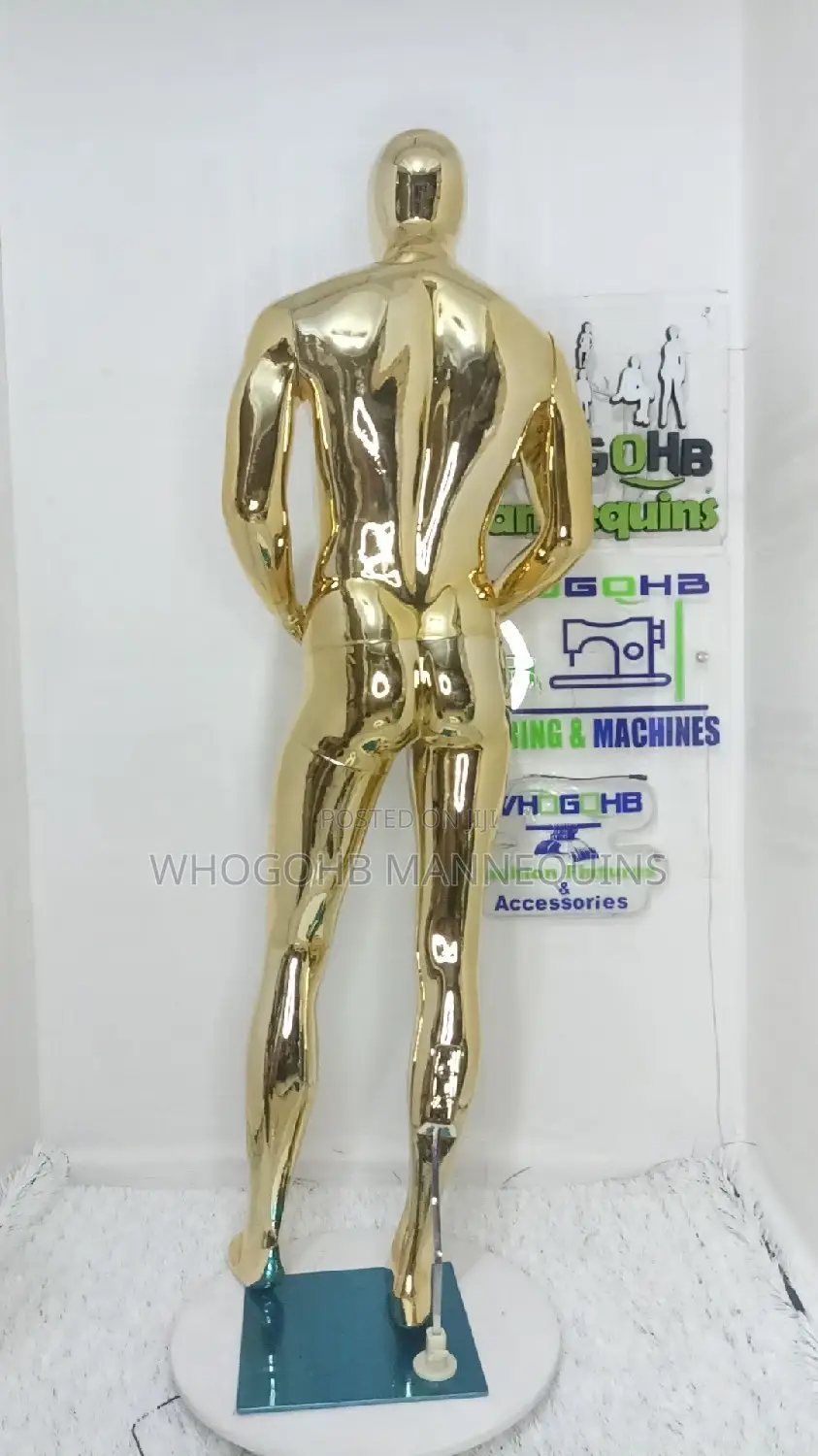 Chrome Gold Faceless Egghead Male Mannequin Chest 40"