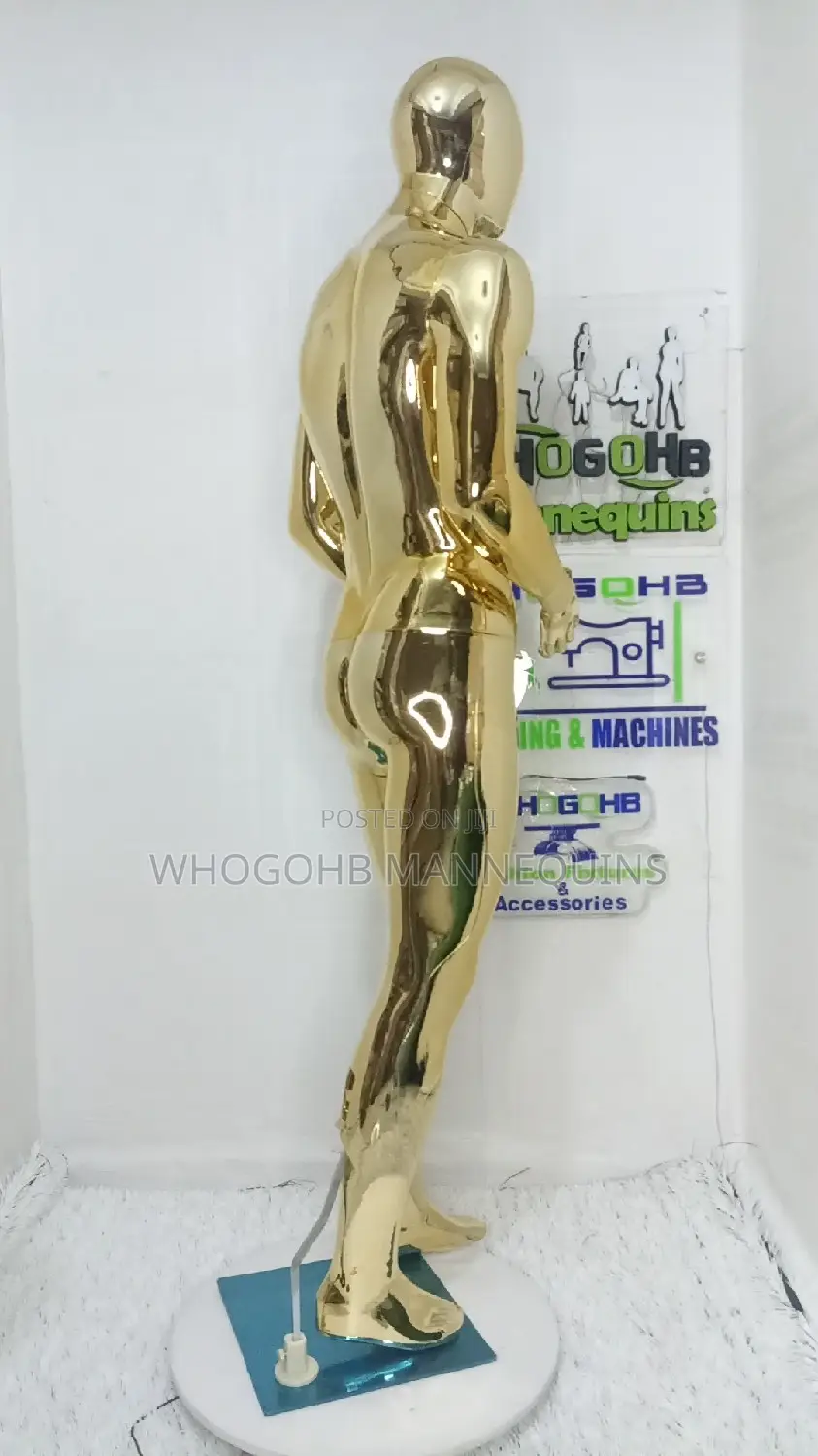 Chrome Gold Faceless Egghead Male Mannequin Chest 40"