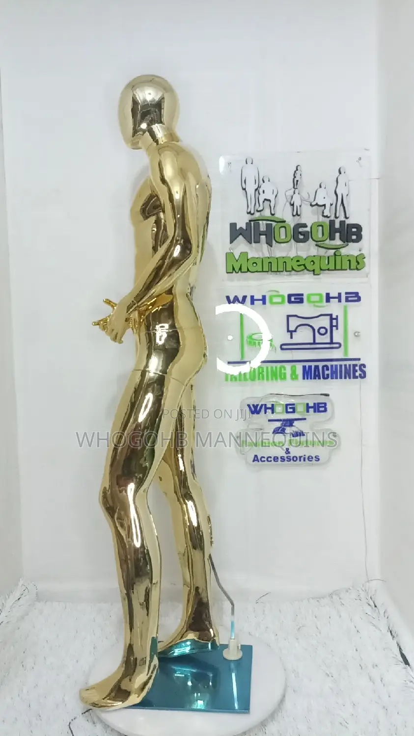 Chrome Gold Faceless Egghead Male Mannequin Chest 40"