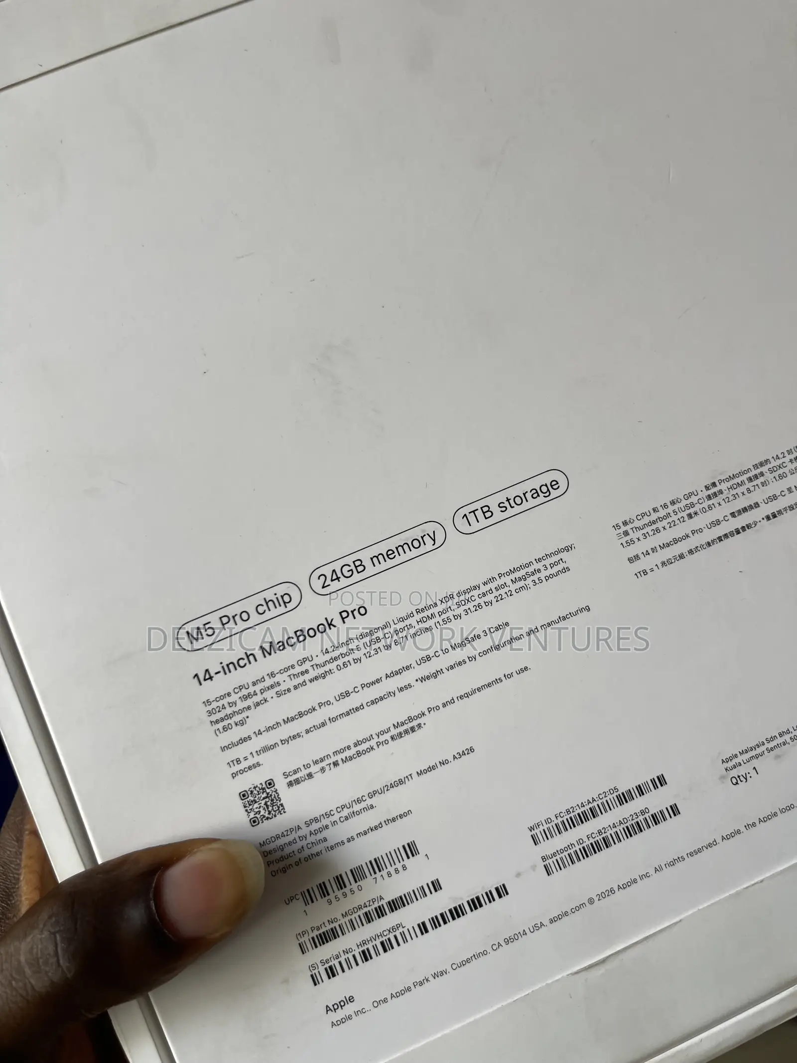 New Laptop Apple MacBook Pro 2026 M5 Pro 24GB Apple M5 Pro SSD 1T