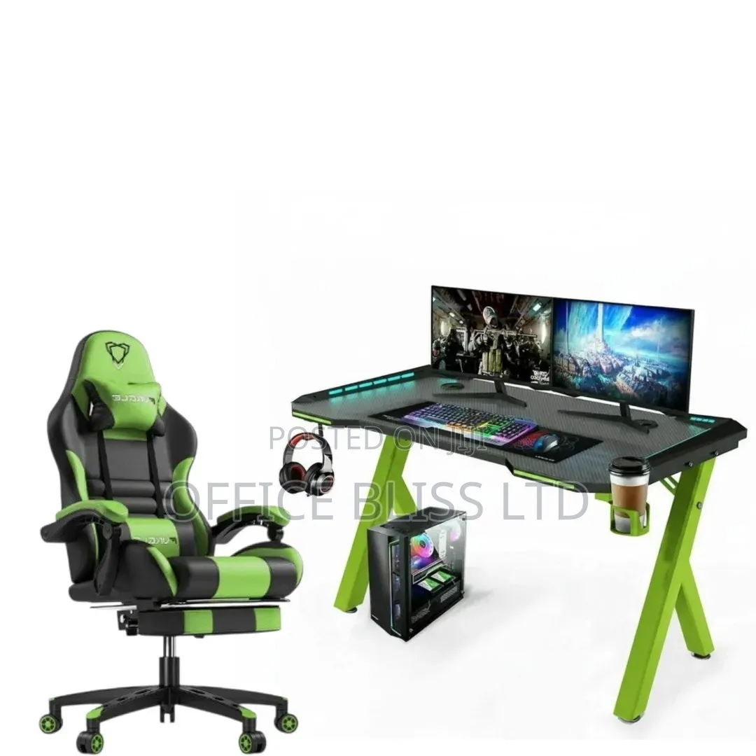 A Set of Furgle Gaming Chair RGB Gaming Table