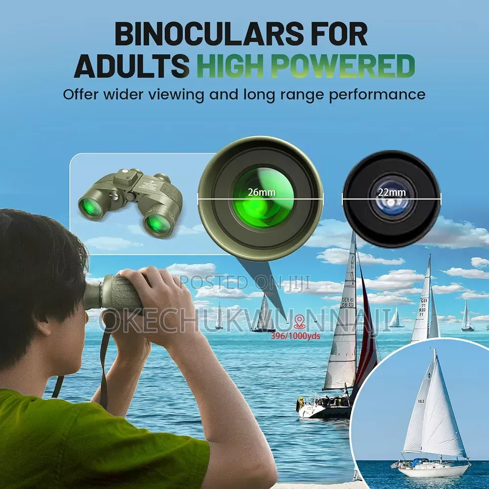 10x50 Binoculars for Adults With Rangefinder Compass Waterproof Marine