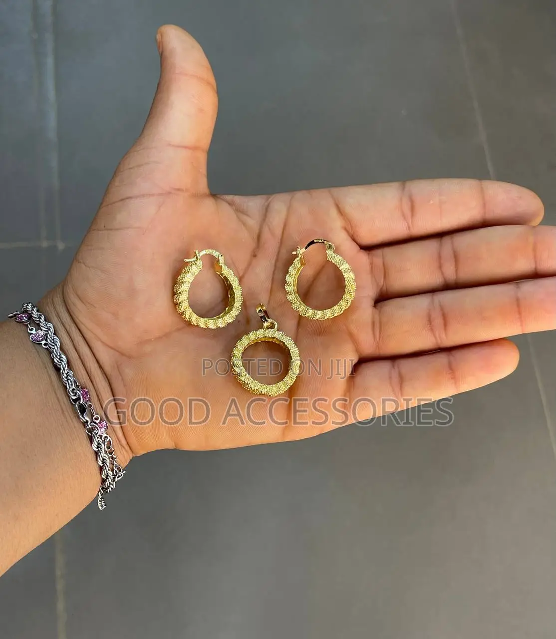 Gold Replica Earring Pendant Set