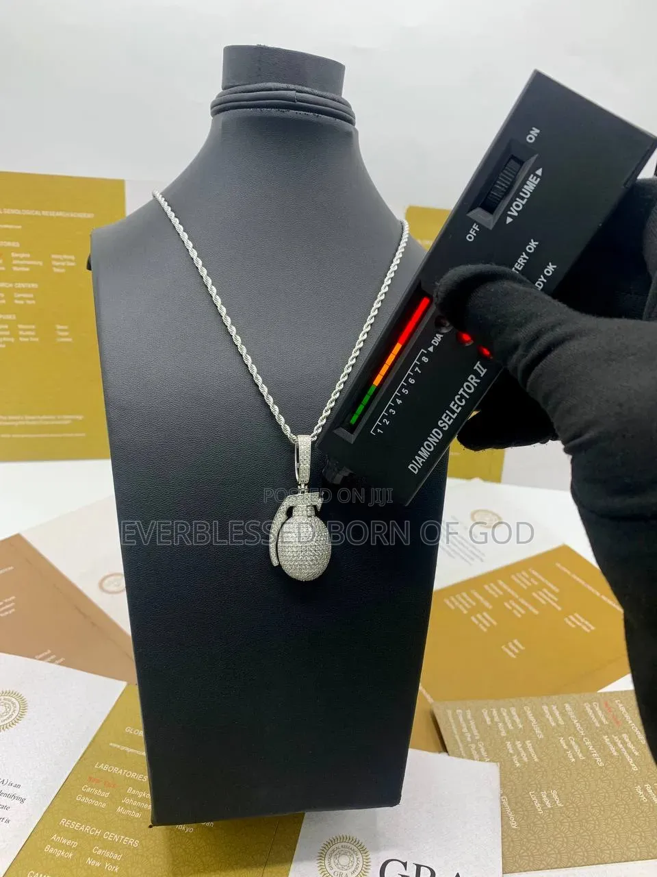 VVS Moissanite Diamond Grenade Pendant and Neck Chain Available Now