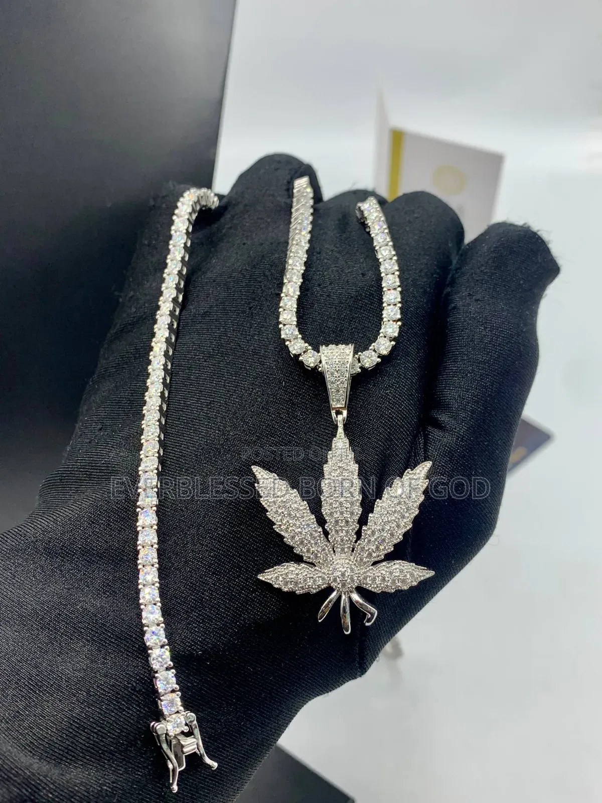 VVS Moissanite Diamond Flower Sprint Pendant Tennis Necklace Combo