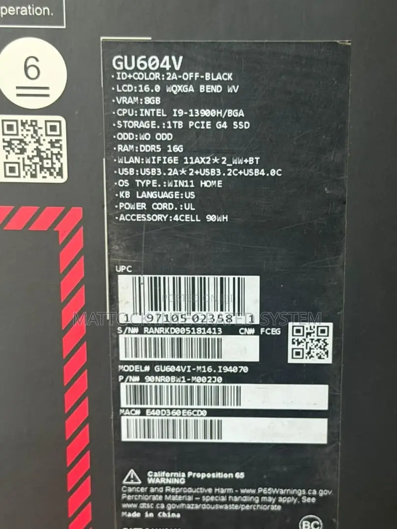 Laptop Asus ROG Zephyrus M16 32GB Intel Core i9 SSD 1T