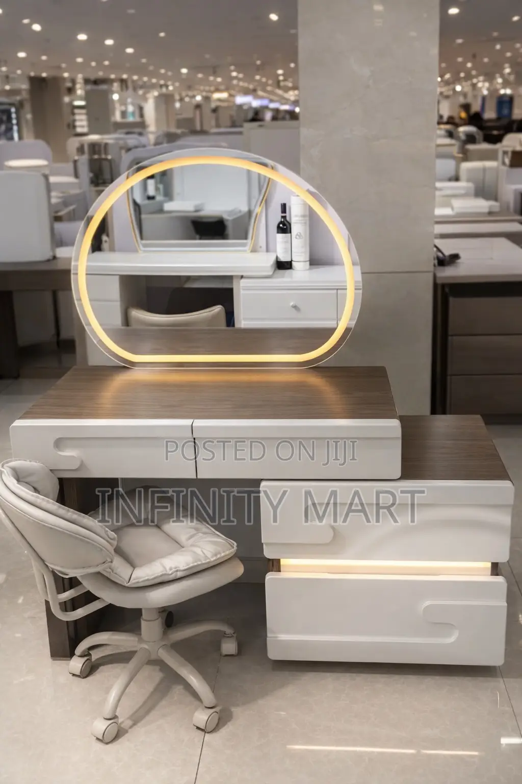 Sleek White Dressing Mirror.