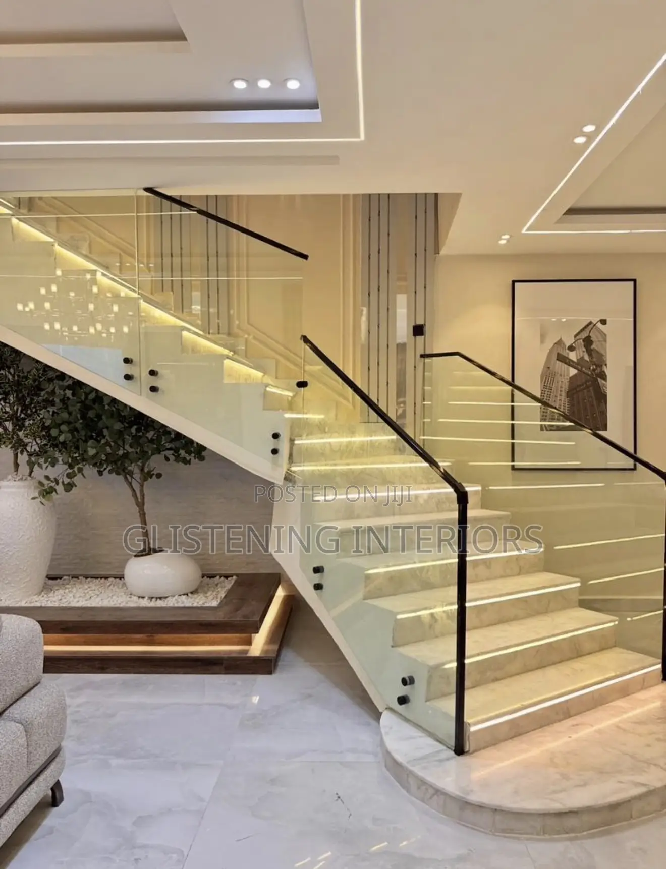 Staircase Side Handrail Glass With a 10mm Tempered Plain