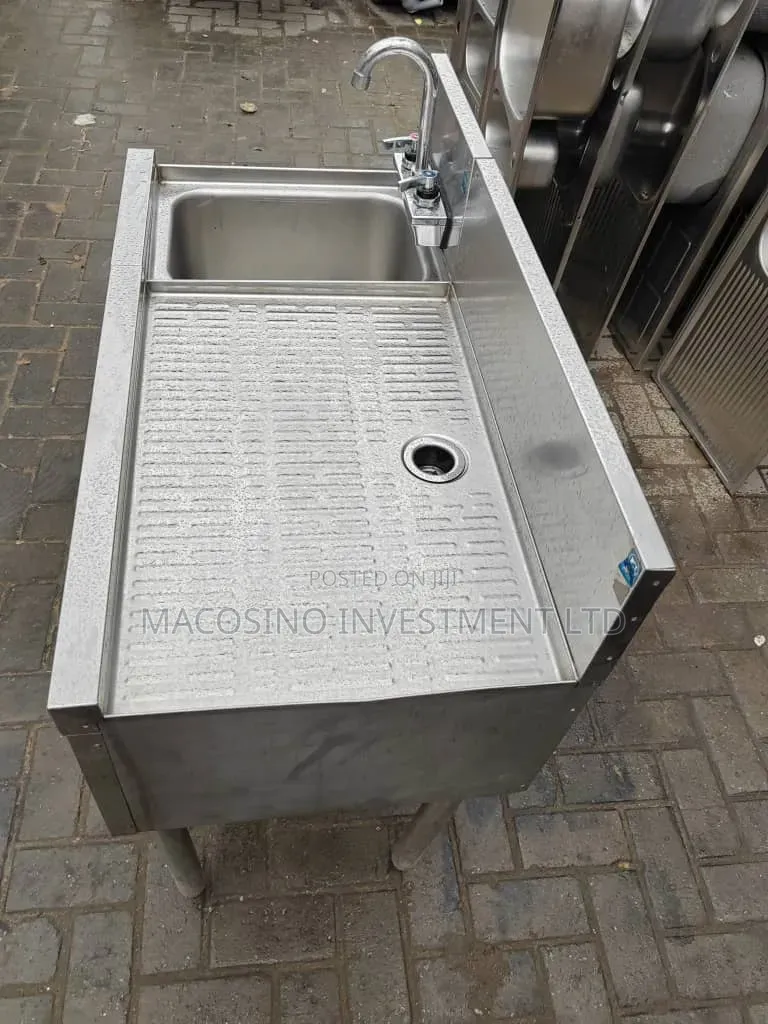 Commercial Stainless Steel Underbar 1-Bowl Sink With Large Drainboard