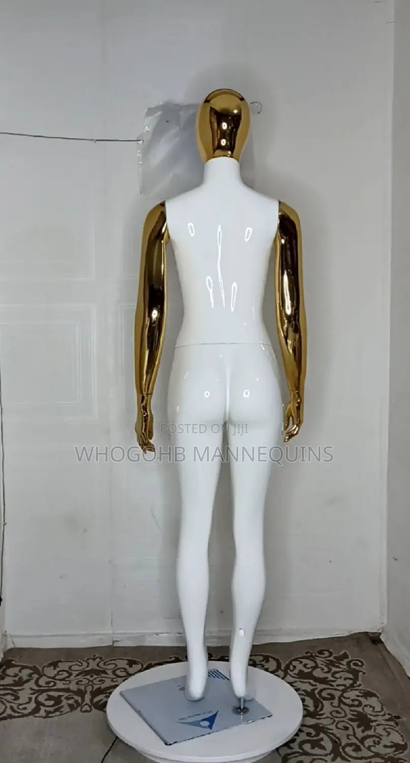 Full Fibreglass Female Mannequin White Gold Size 10 Straight Hands