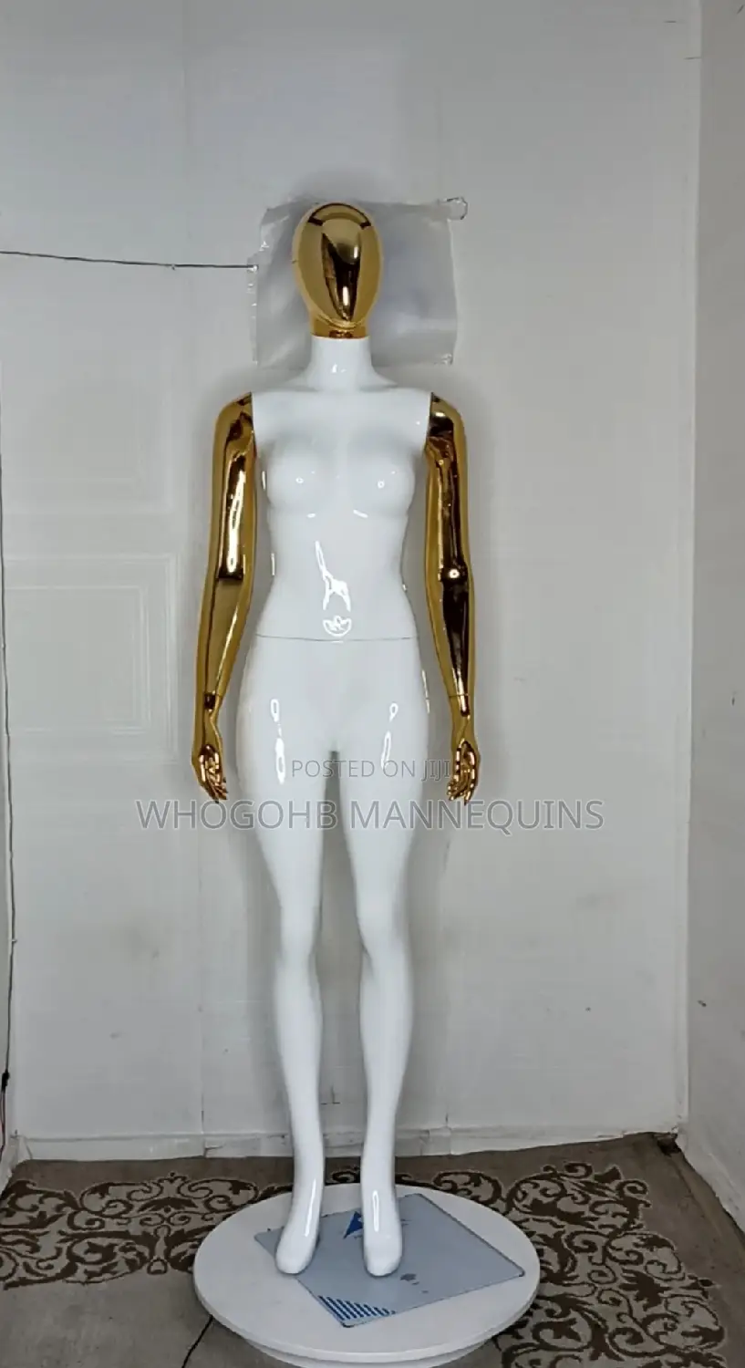 Full Fibreglass Female Mannequin White Gold Size 10 Straight Hands