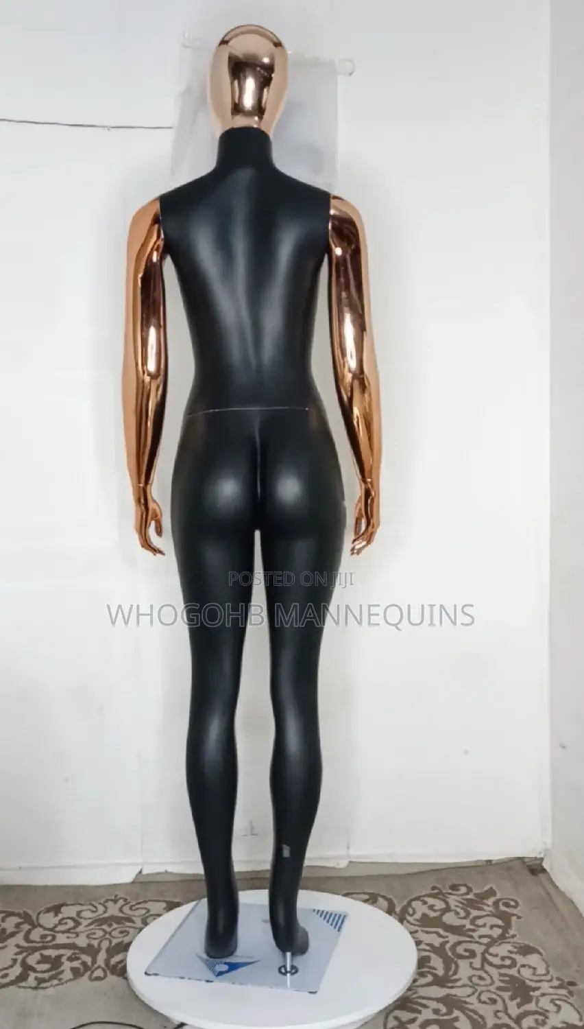 Full Fibreglass Female Mannequin Black R/Gold Sz 10 Straight Hands