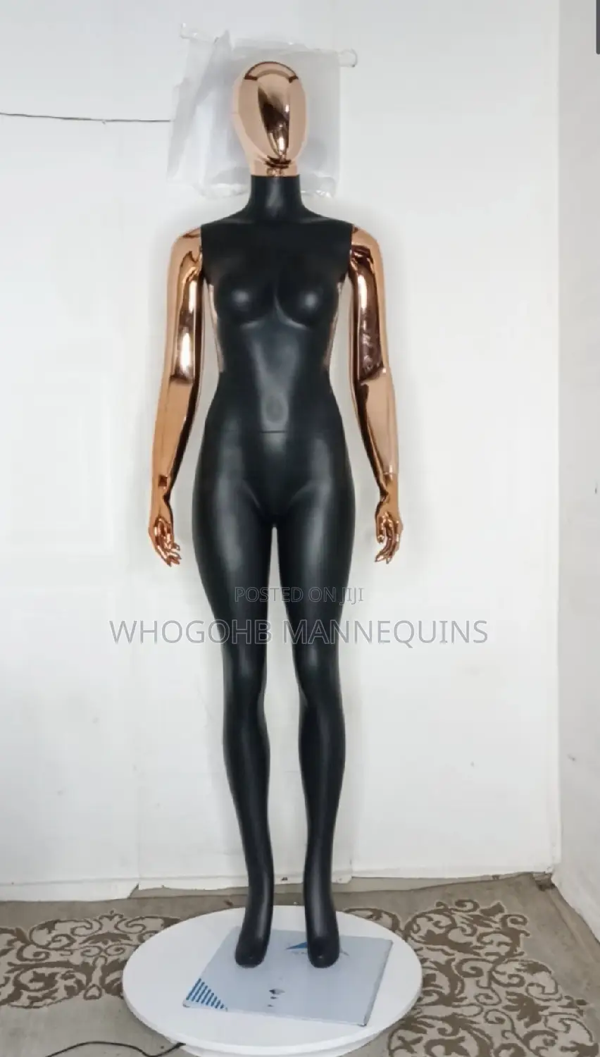Full Fibreglass Female Mannequin Black R/Gold Sz 10 Straight Hands
