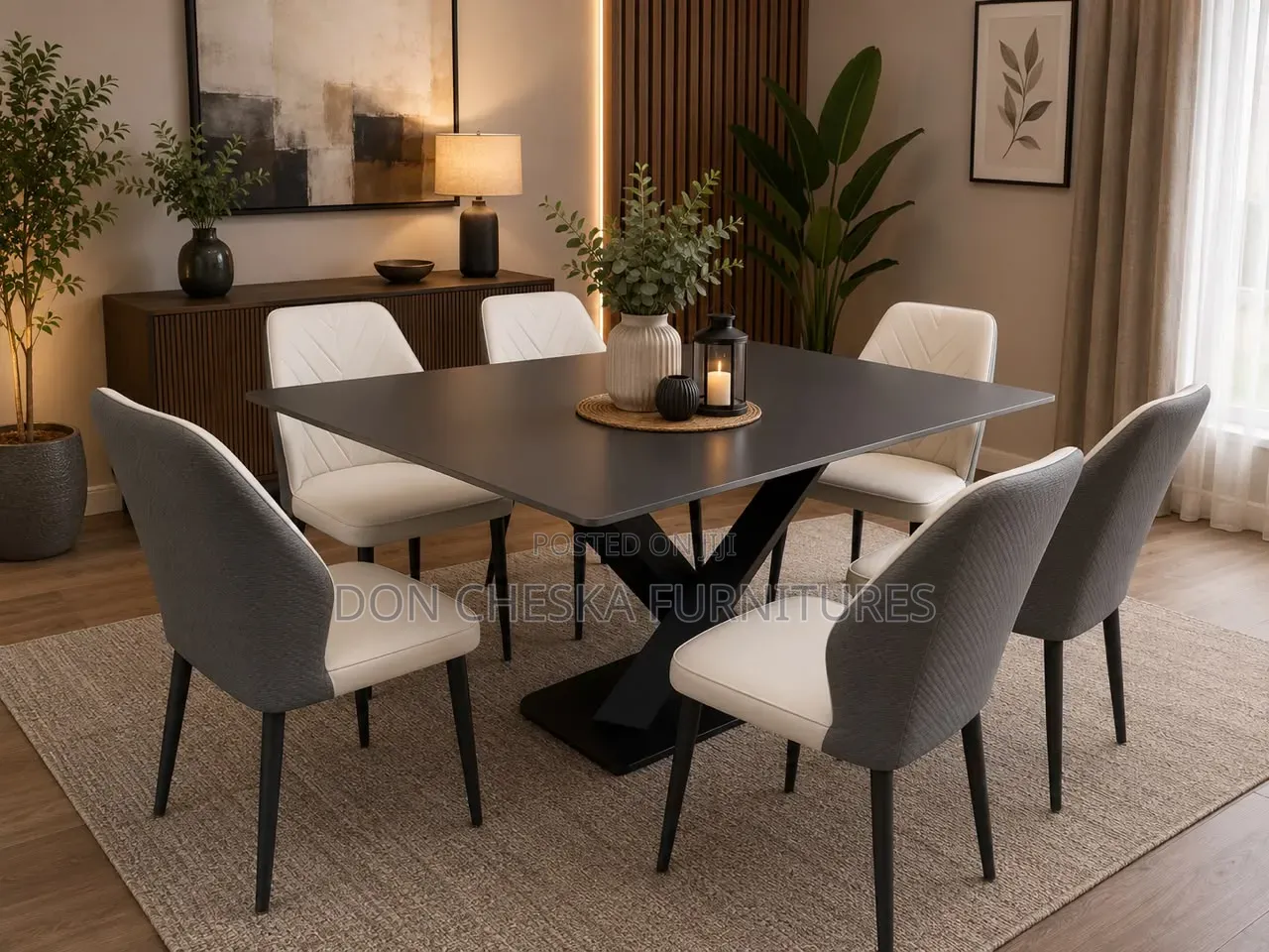 Cross Leg Dinning Table Set
