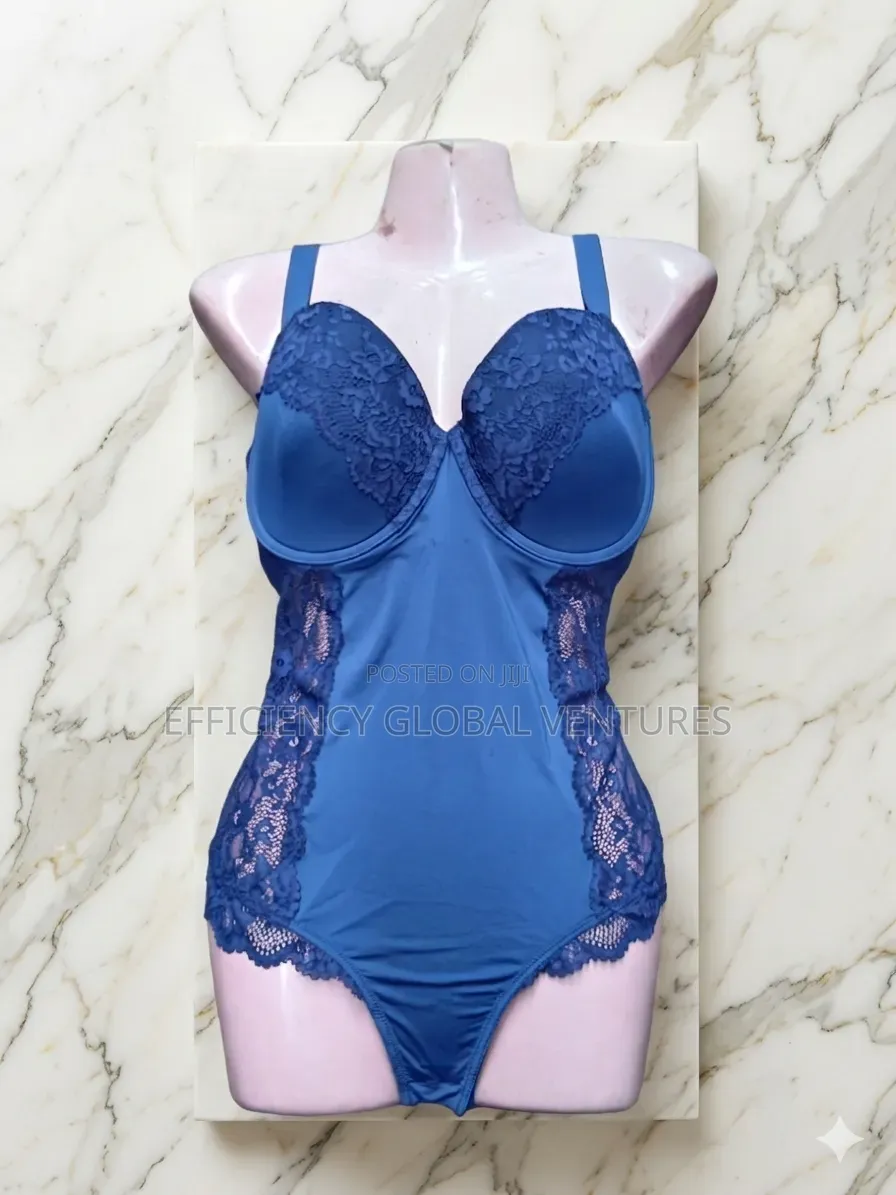 Women's Blue Shapewear Bodysuit - Underwire Slimming Corset Lingerie