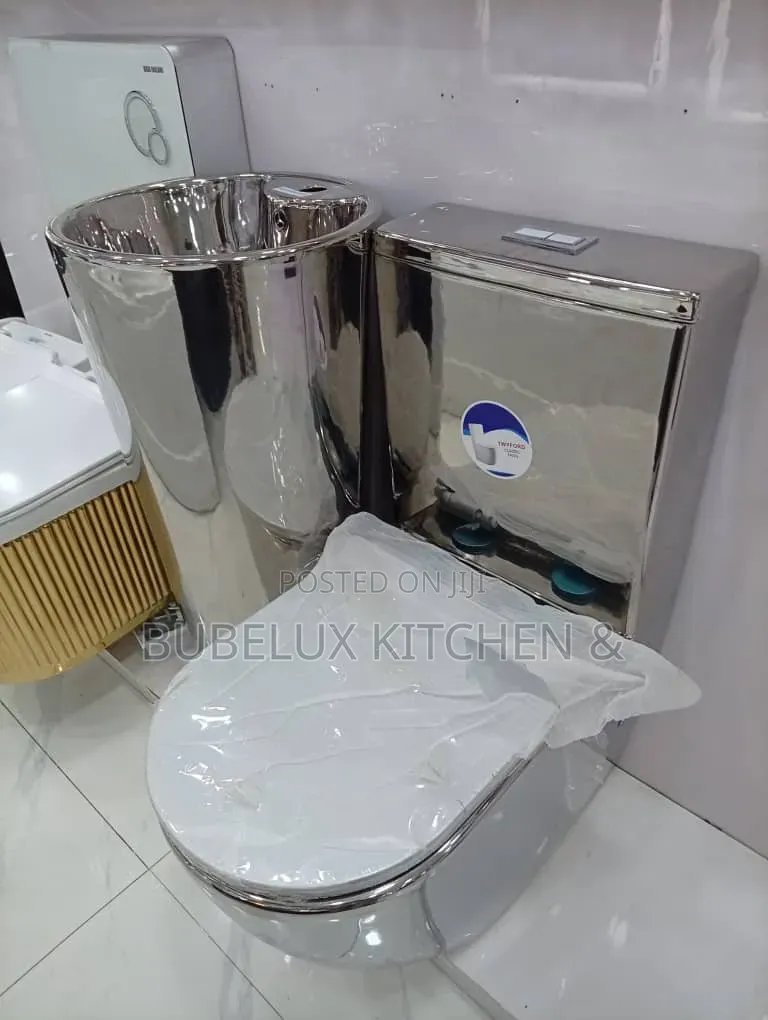 Stainless Steel Wc Toilet With Basin Combo Mirror Finish