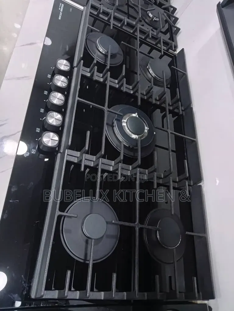 5-Burner Built-in Gas Hob Tempered Glass Black
