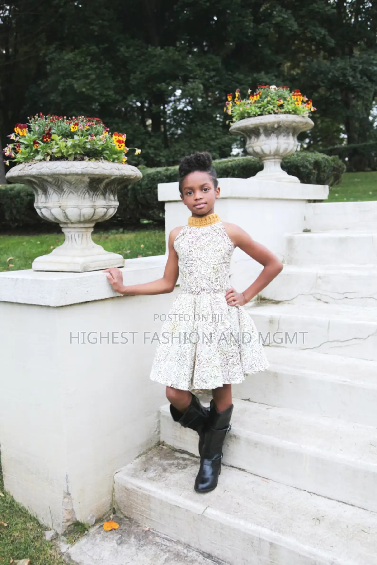 Girls' Ankara Sundress With Crochet Bodice
