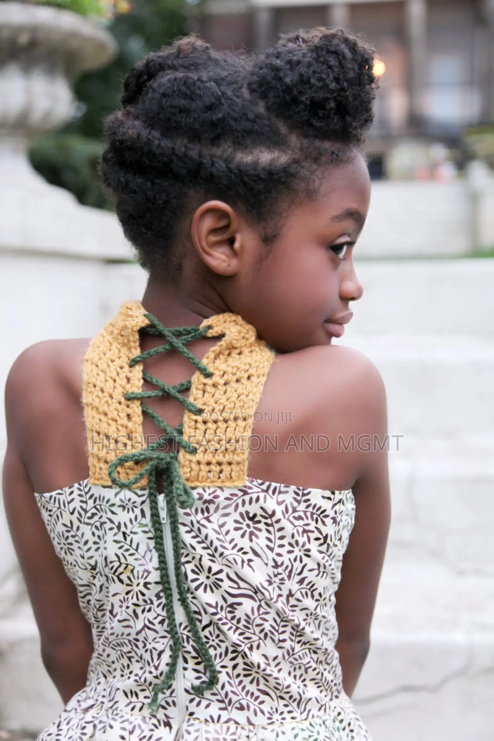 Girls' Ankara Sundress With Crochet Bodice
