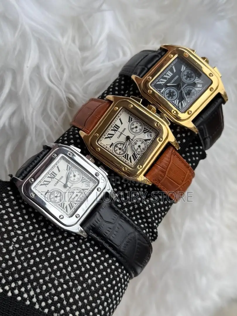 Cartier Quality Luxury Men Genuine Leather Wristwatch