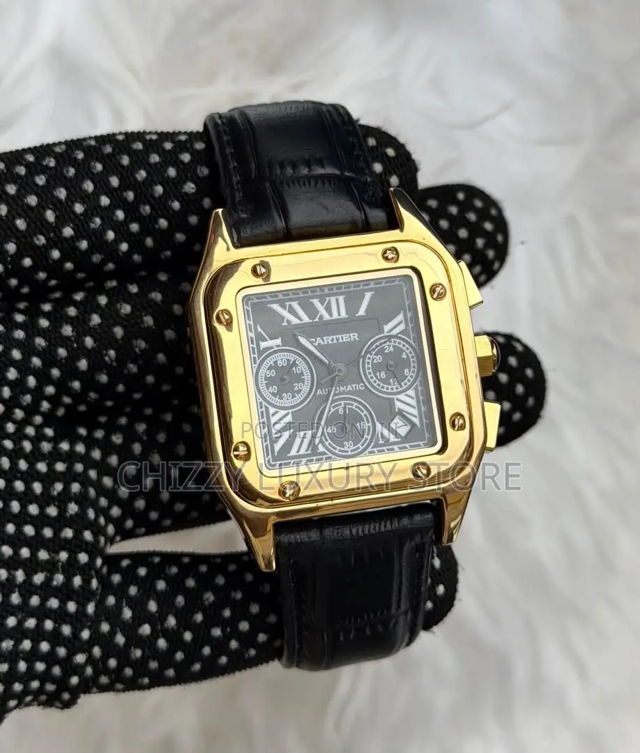 Cartier Quality Luxury Men Genuine Leather Wristwatch