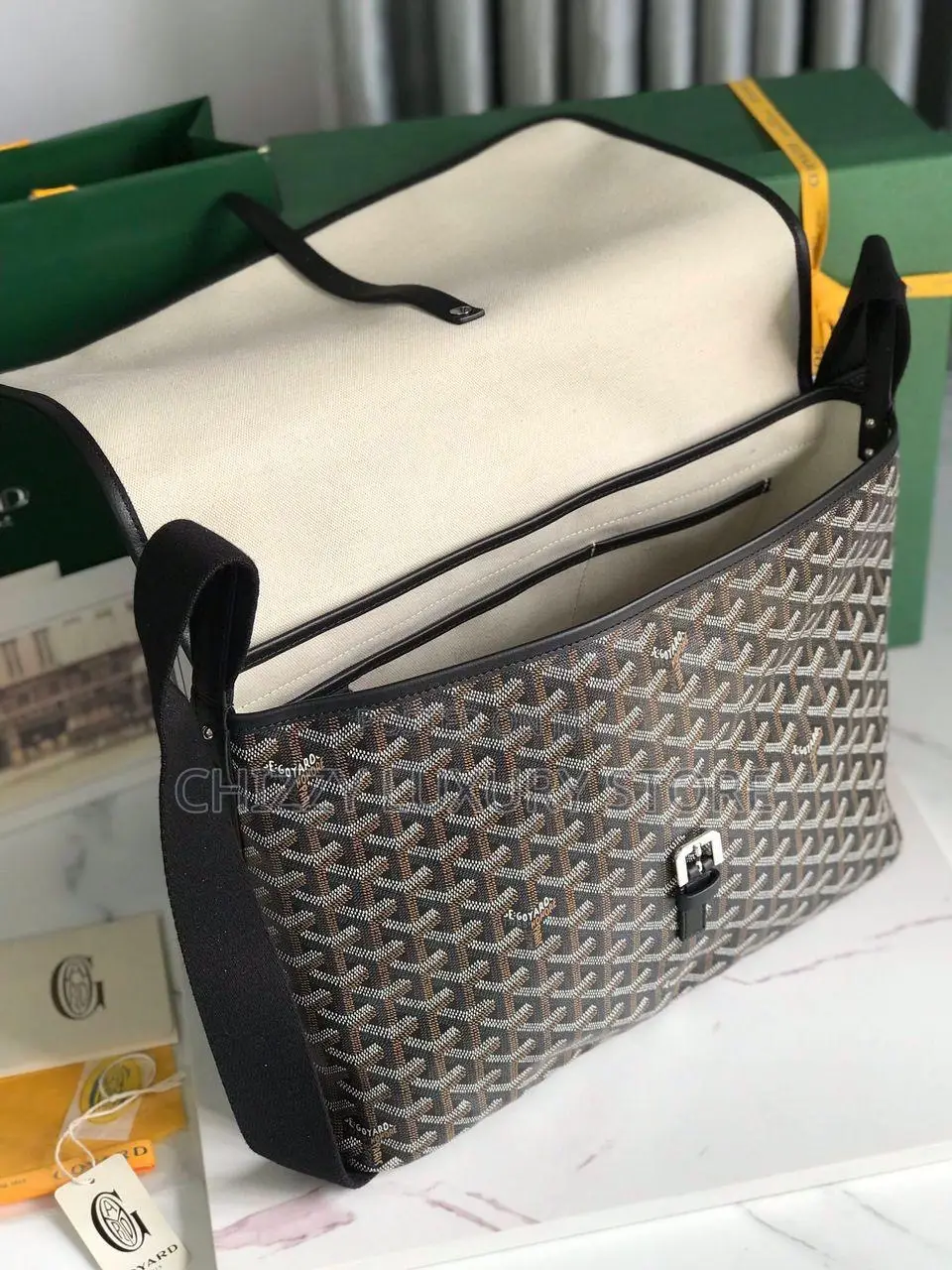 Goyard Quality Luxury Men Genuine Leather Crossbag