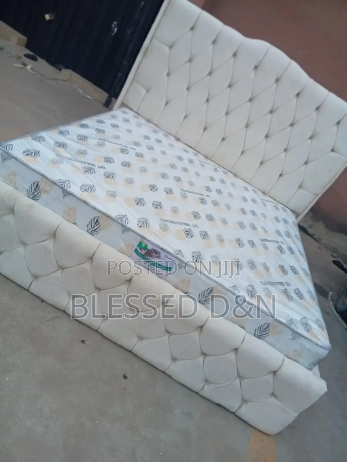 Luxury Family King Size White Cream Bed Frame