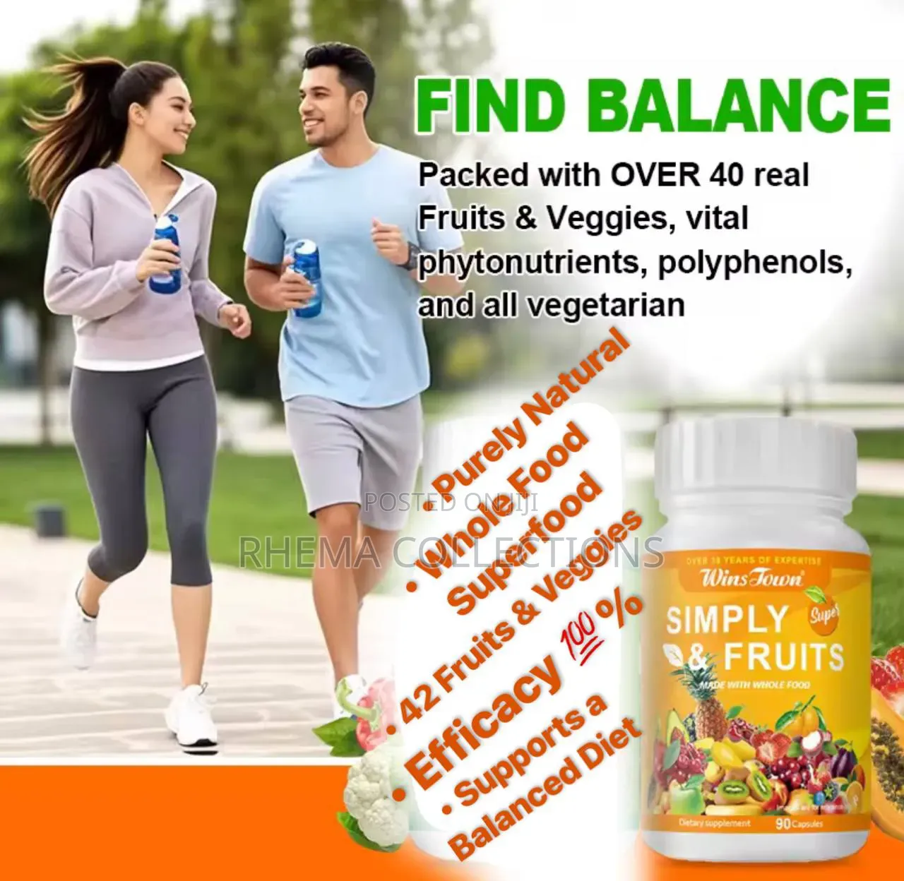 Wins Jown Simply Fruit Whole Food Multivitamin Capsules (90 Capsules)