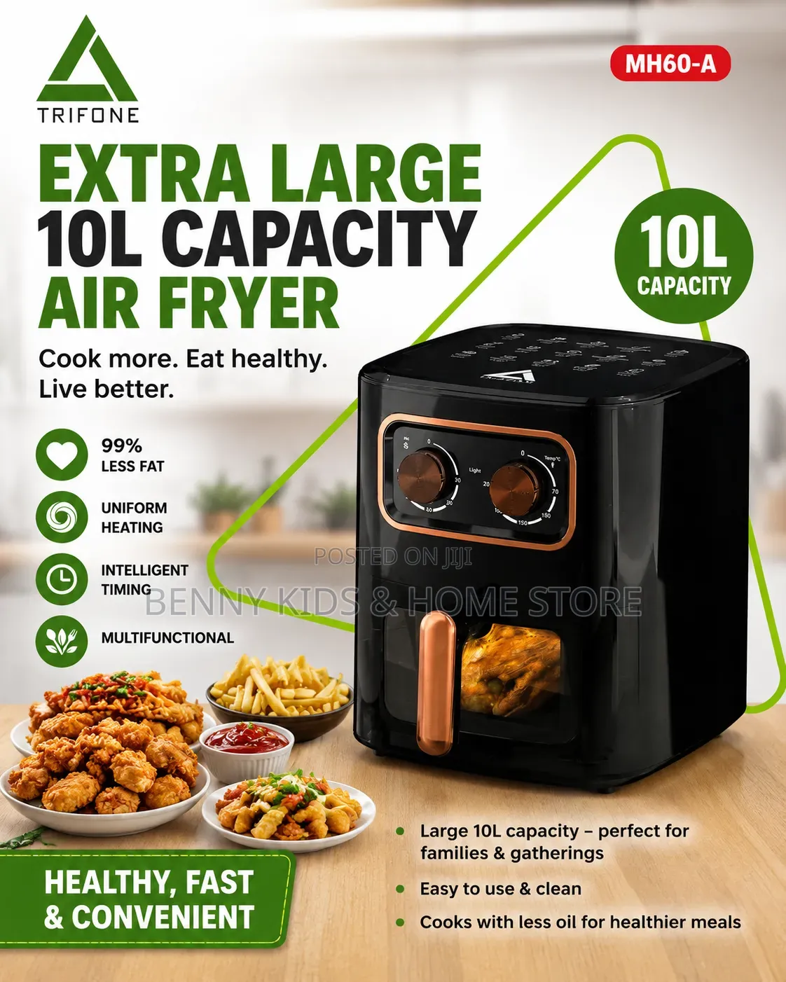 Trifone 10l Extra Large Capacity Air Fryer (Mh60-A)