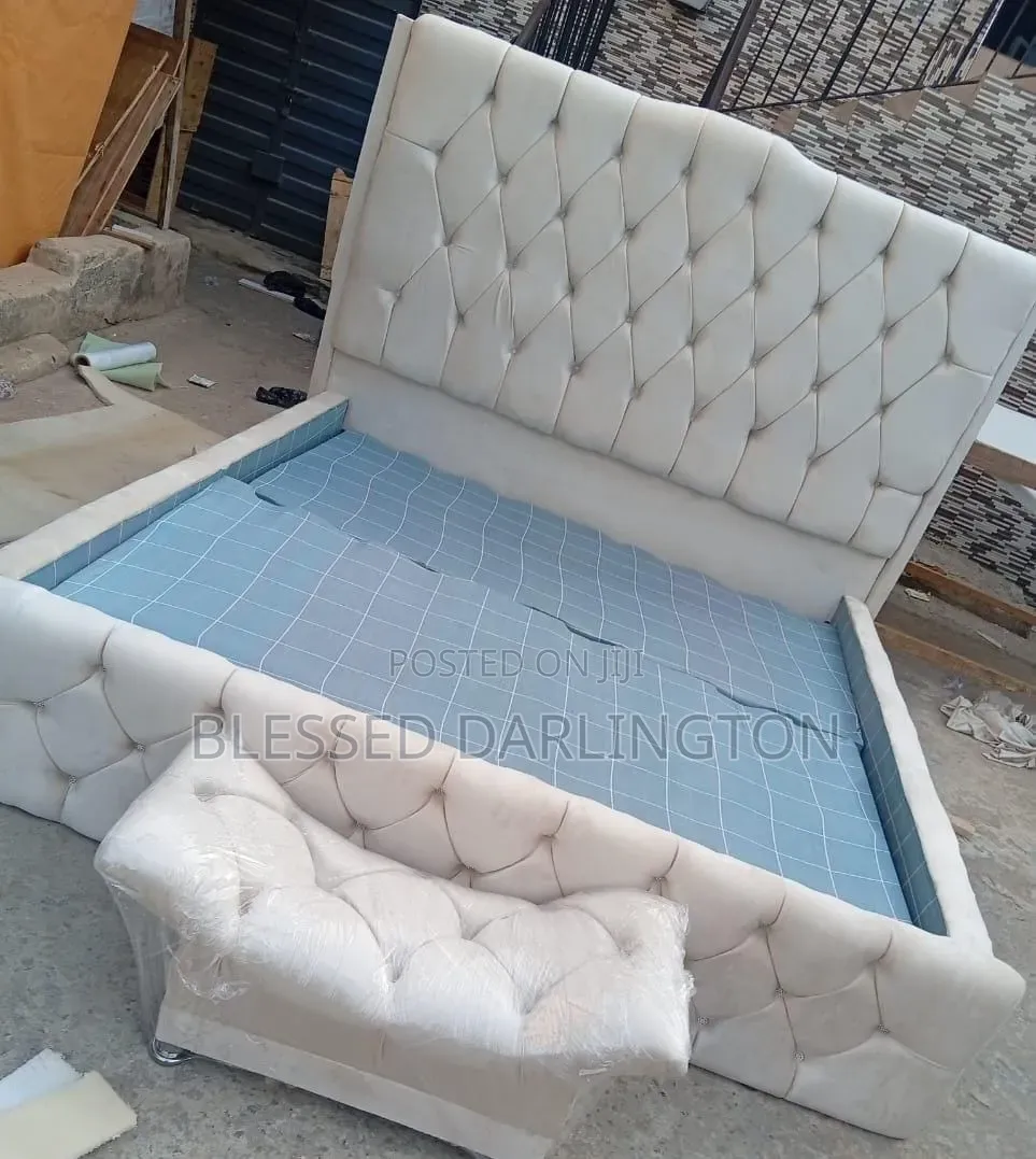 Luxury Cream White Queen Size Bed Frame