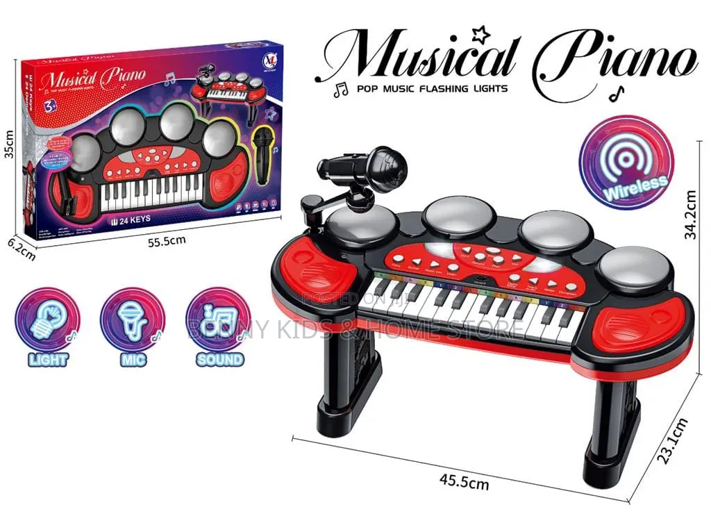  Kids Musical Piano With Drum Set Microphone – Fun Learning Toy