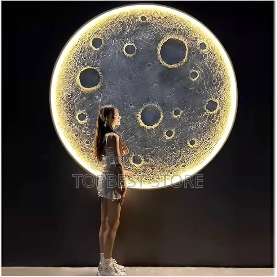 Size 1000mm Decor Wall Lamp 3d Dimensional Relief Crater Moon