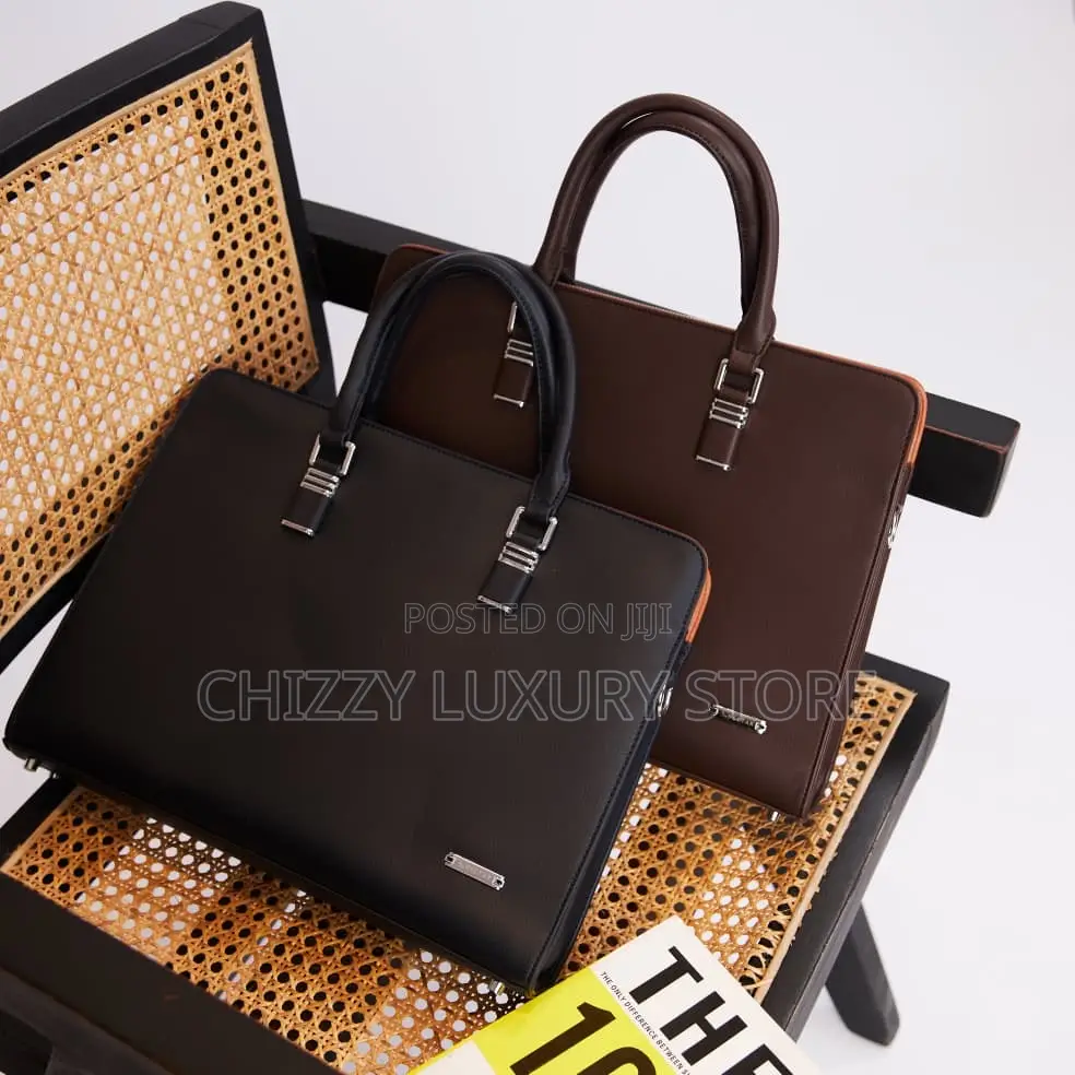 High Quality Men Genuine Leather Wristwatch Laptop Bag