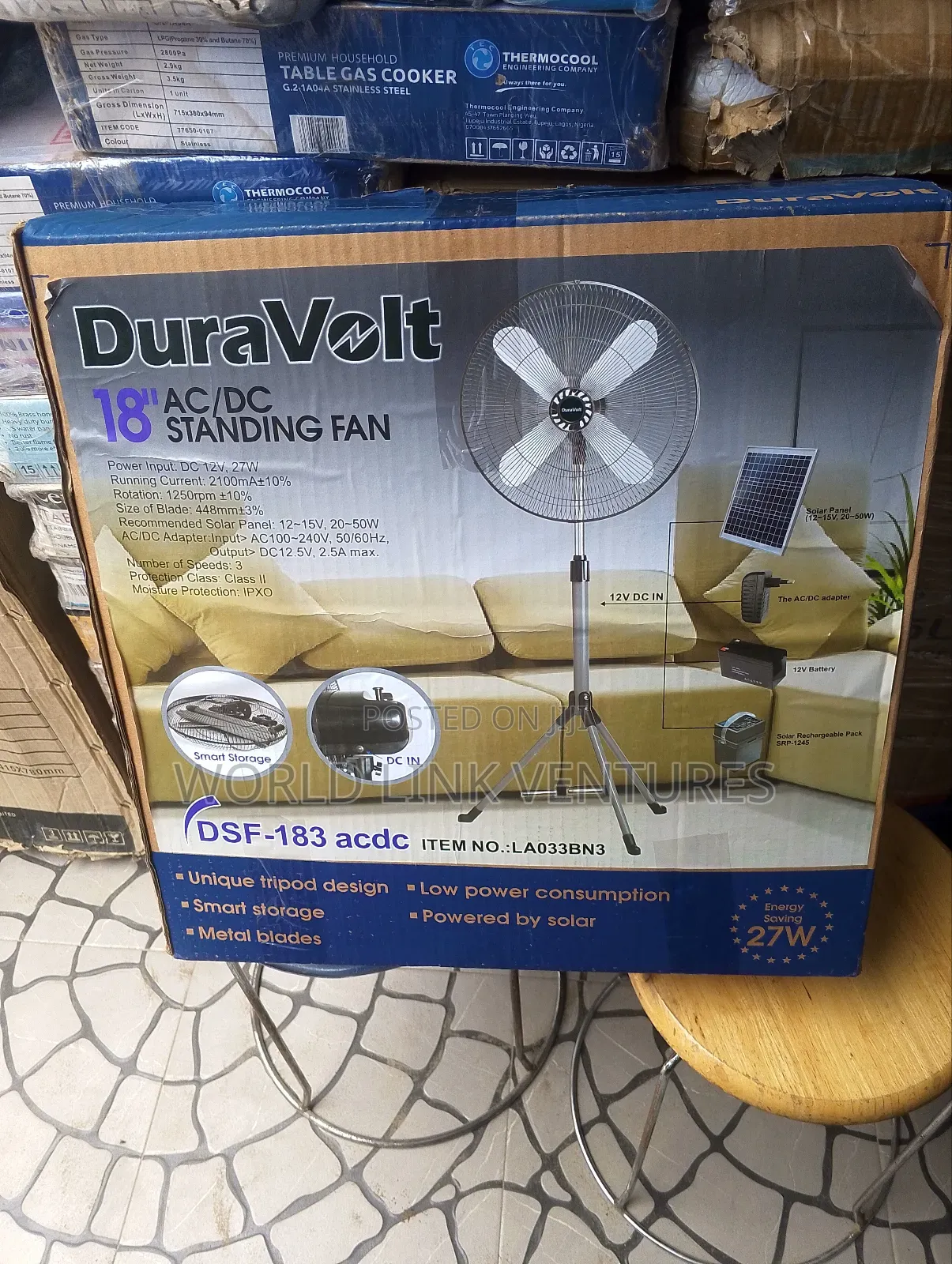Duravolt 18 Inches AC/Dc Standing Fan DSF-183acdc.