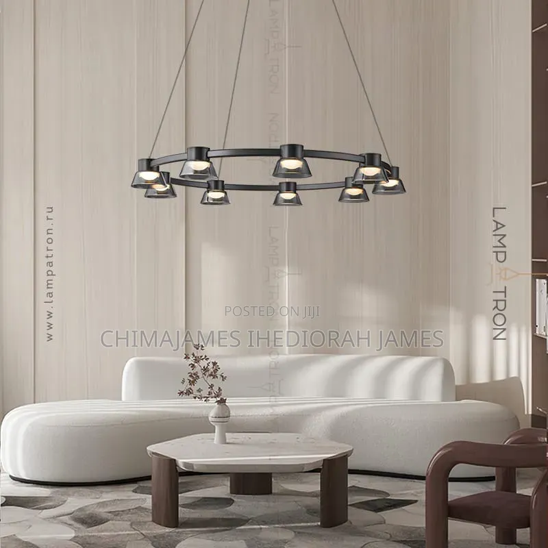 Italian Modern Minimalist Glass Dining Table Ring Chandelier