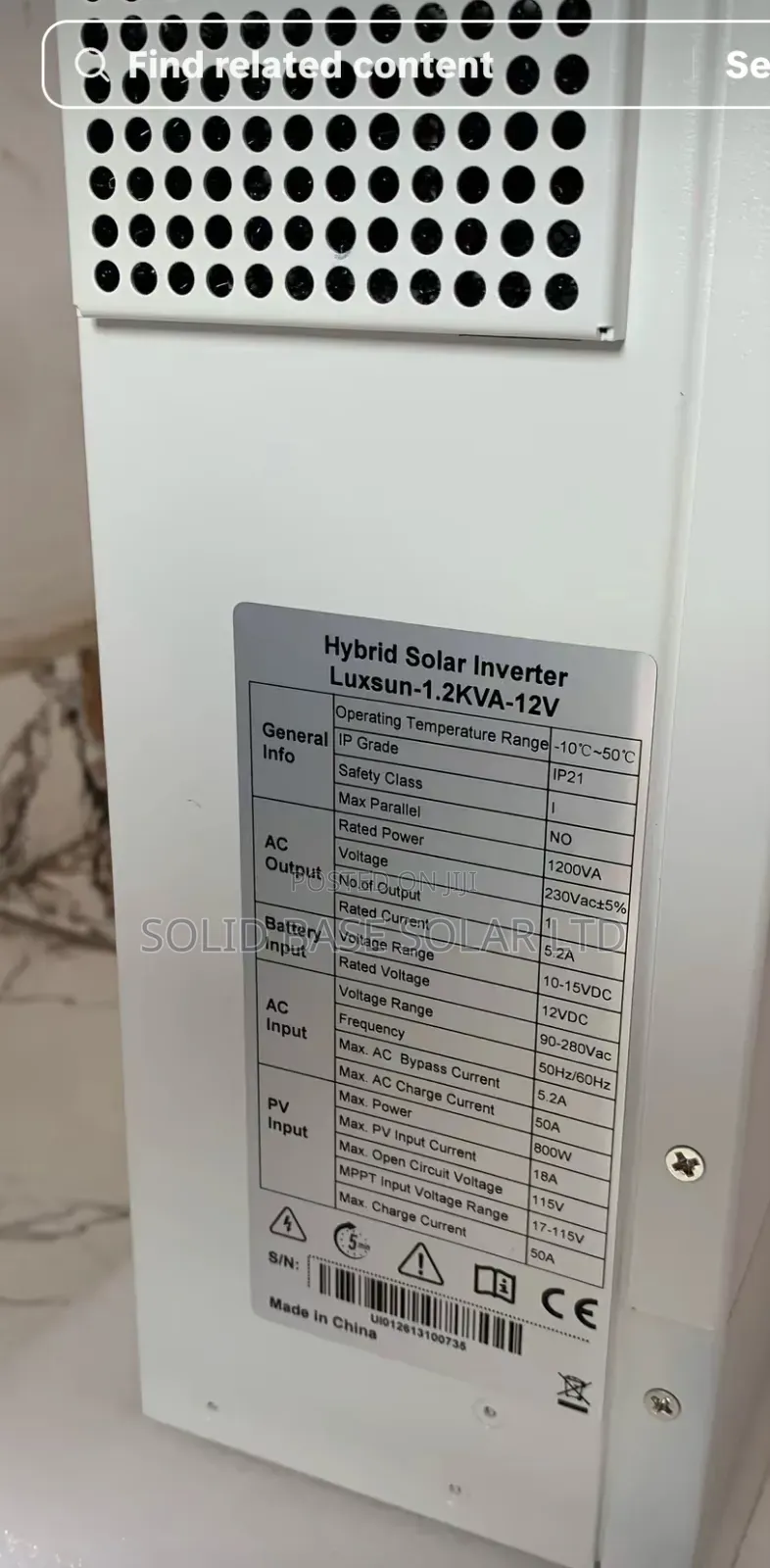 Luxsun 1.2kva Hybrid Inverter