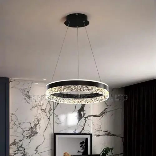 Nordic Black Ring Crystal Led Pendant Chandelier (Dimmable)
