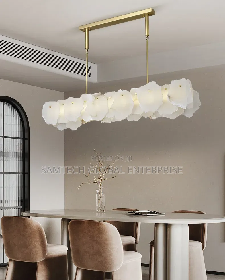 Luxury Alabaster Cloud Linear Chandelier Modern Gold Pendant Light