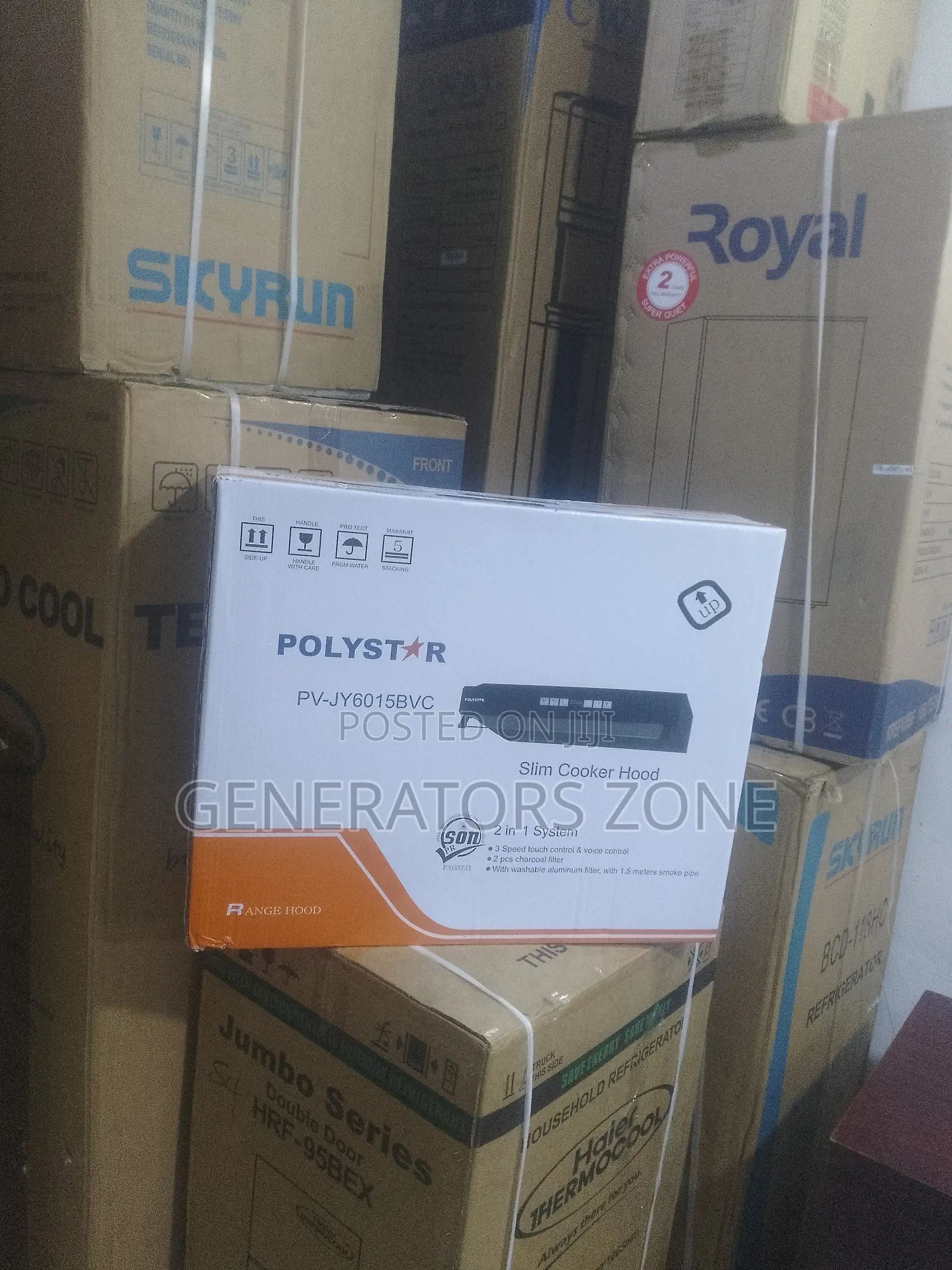 Polystar 60cm Black Glass Range Hood