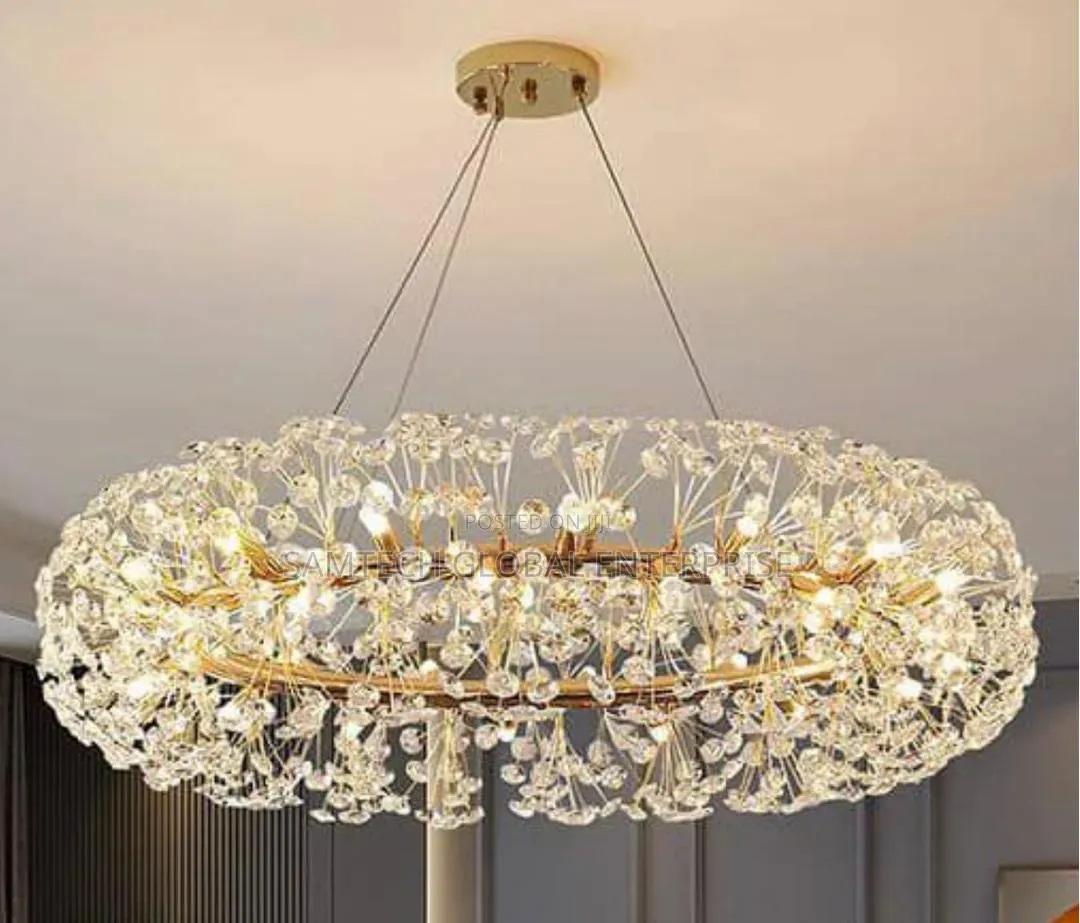 Luxury Crystal Halo Chandelier – Modern Gold Led Statement Light