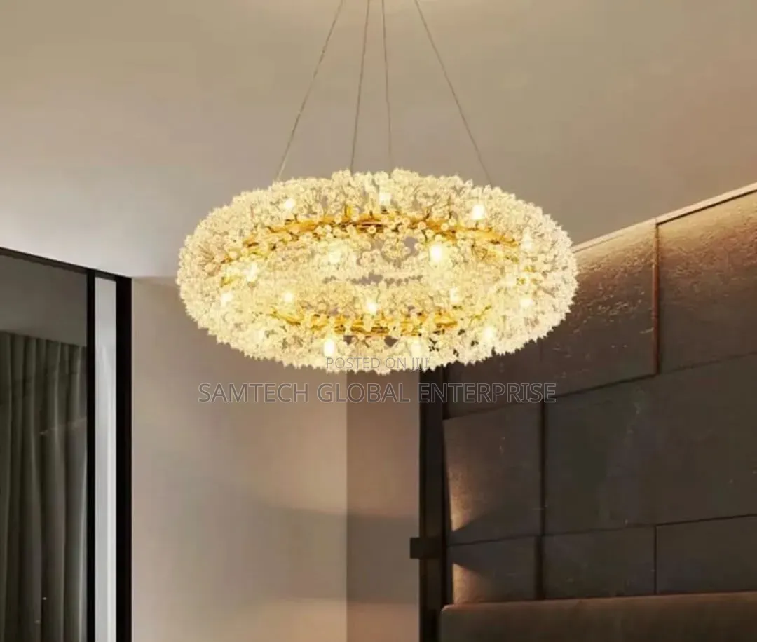 Luxury Crystal Halo Chandelier – Modern Gold Led Statement Light
