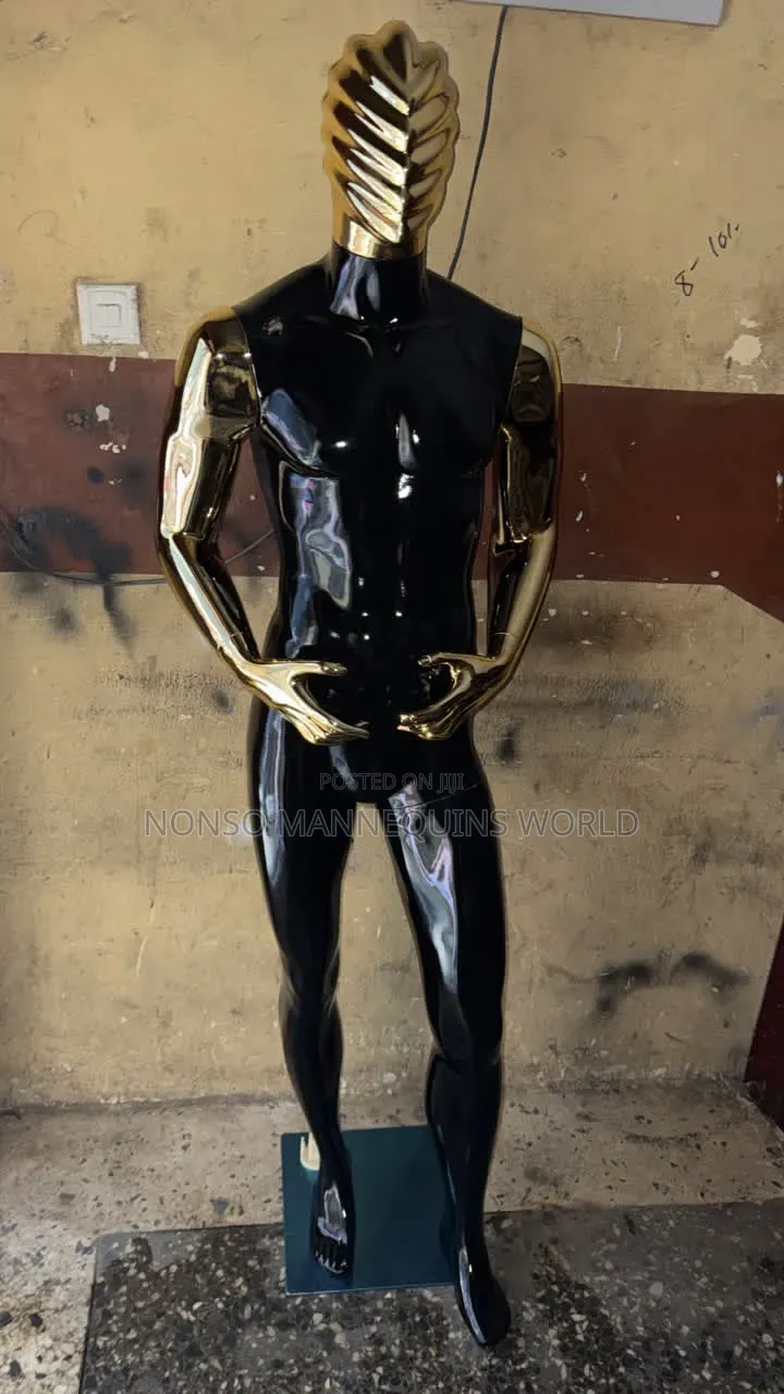 Spider Head Black and Gold Male Display Chrome Mannequin