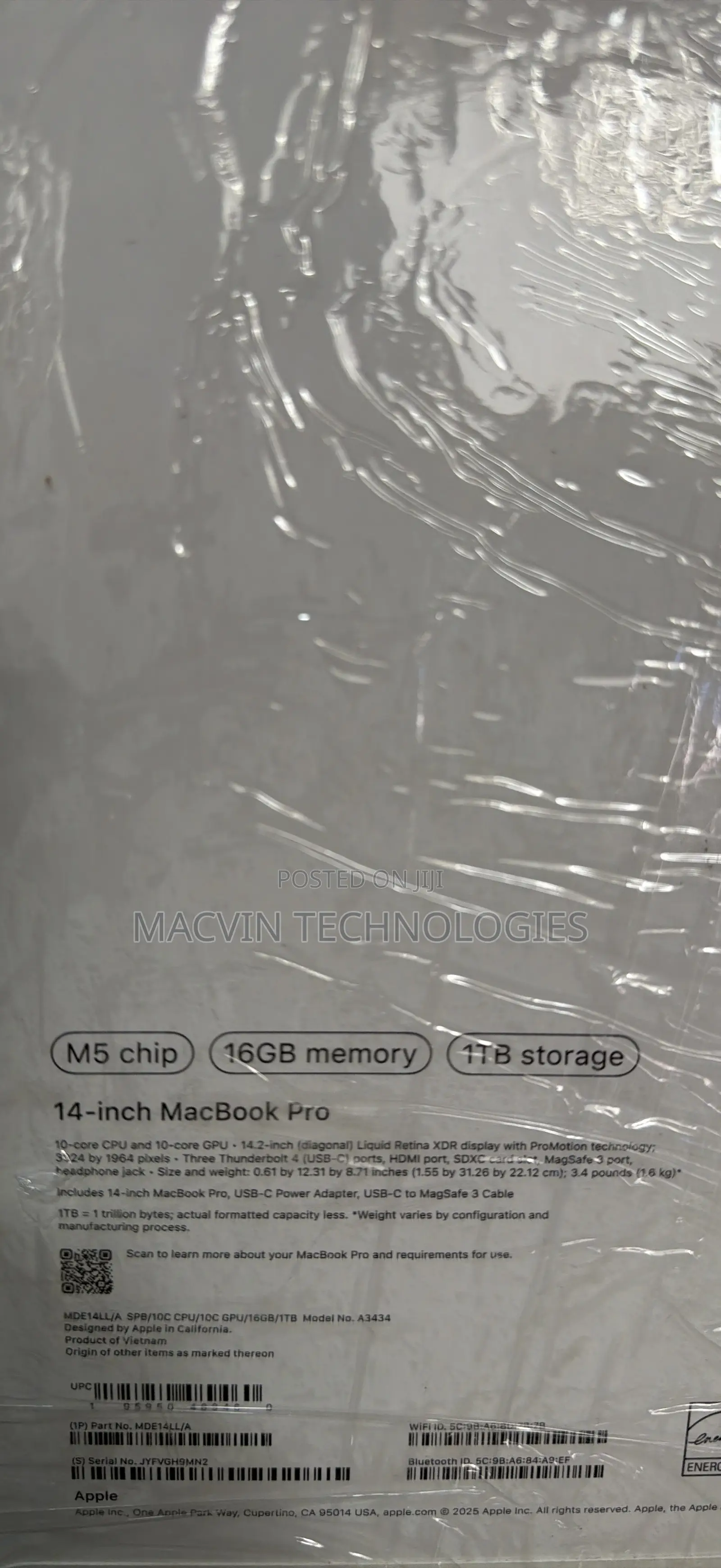 New Laptop Apple MacBook Pro 16GB Apple M5 SSD 1T