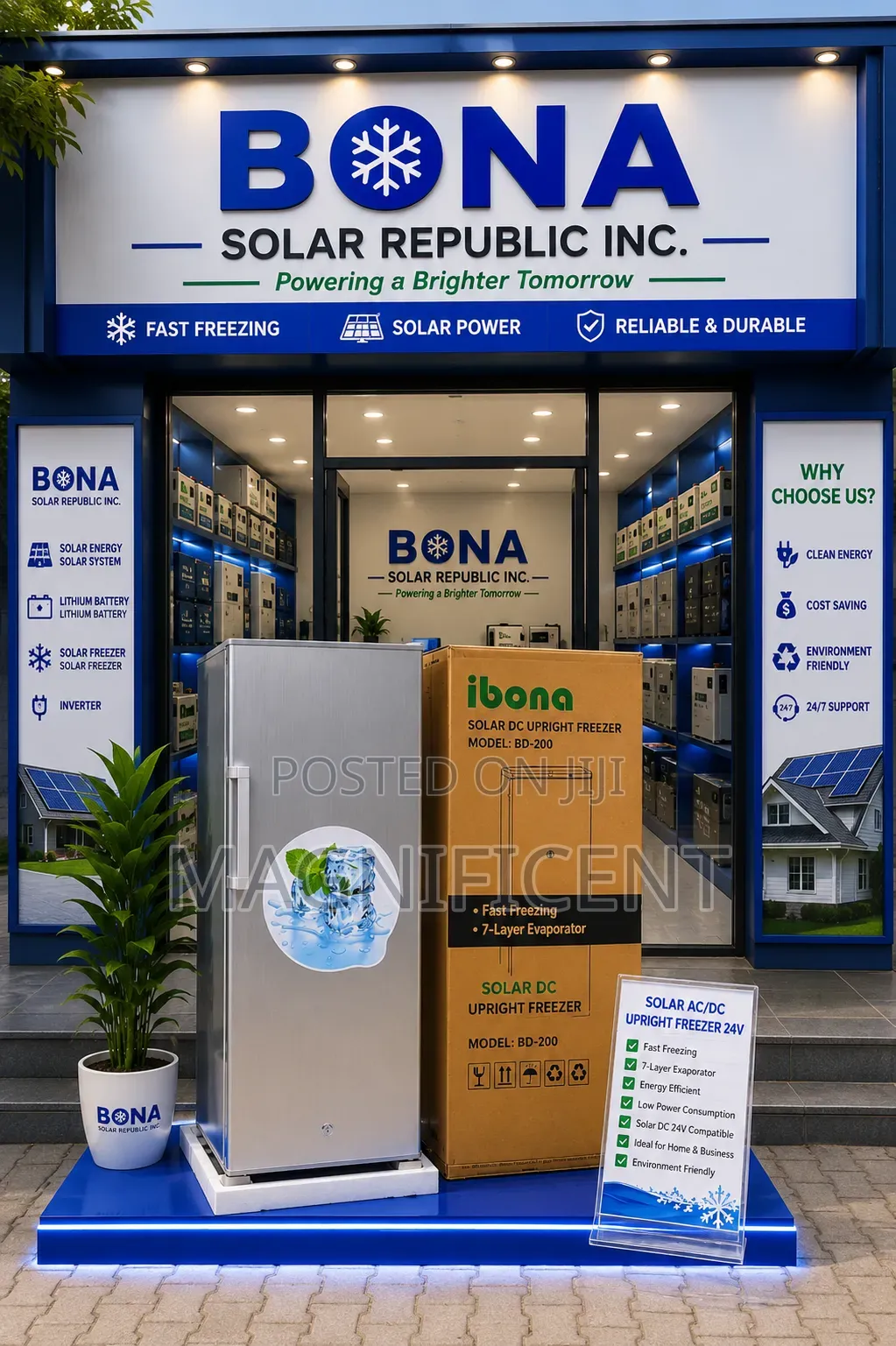 Bona200l Solar Ac/Dc Upright Freezer 24v Fast Freezing Energ S Freezer